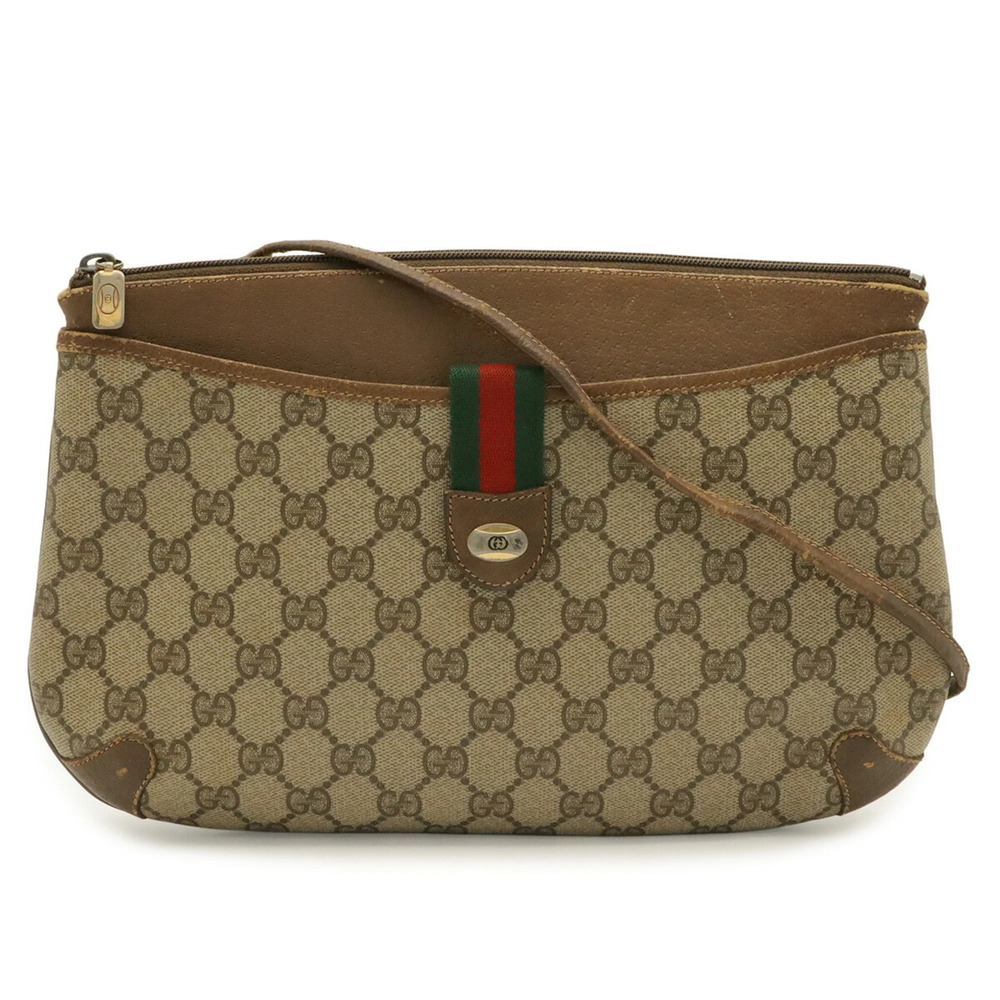 GUCCI Old Gucci GG Plus Sherry Line Shoulder Bag, Pouch, Clutch Beige, Mocha ...